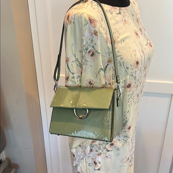 Zara Handbags - ZARA Glossy Green Shoulder Bag